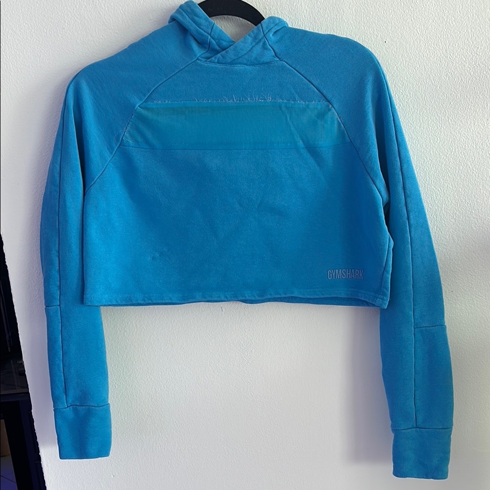 Gymshark Blue Cropped Long Sleeve Hoodie